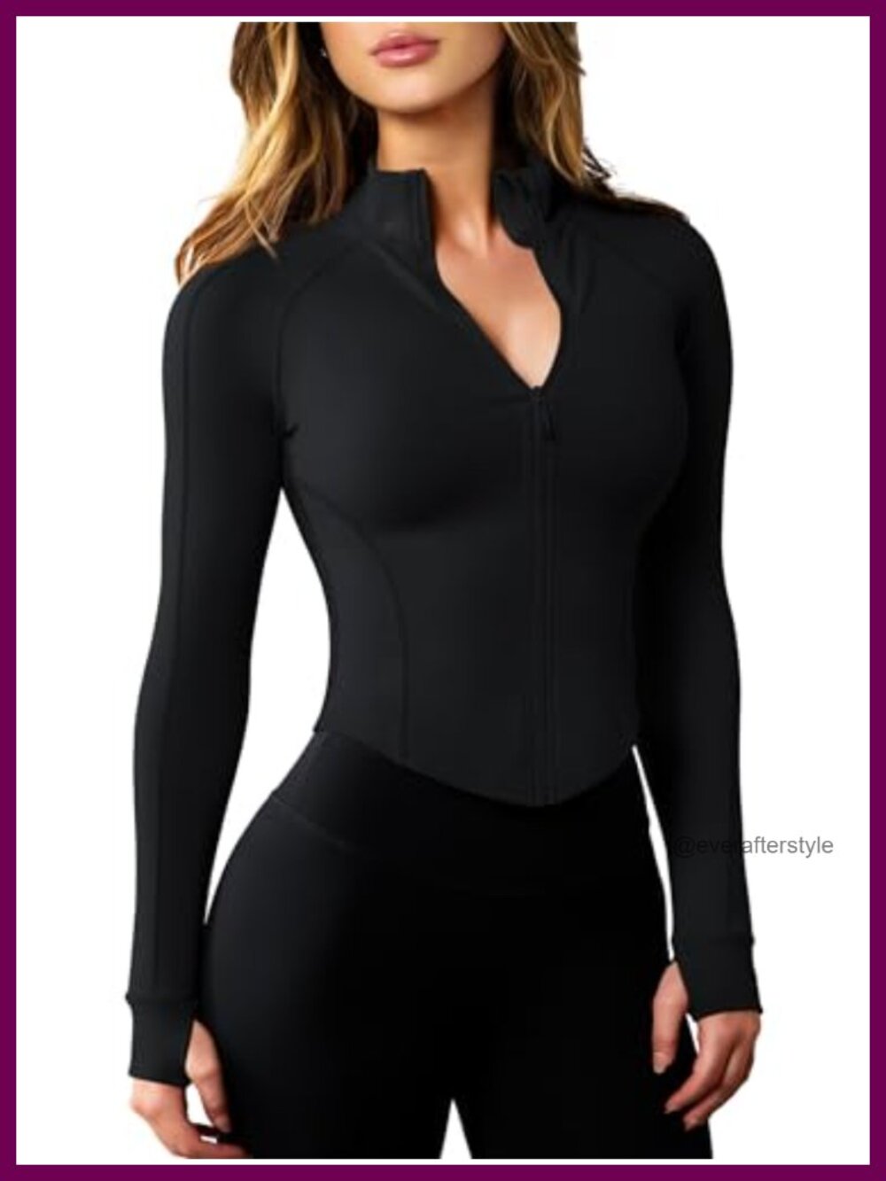 Cropped Zip Up Workout Jacket with Thumbholes Lightweight Slim Fit
